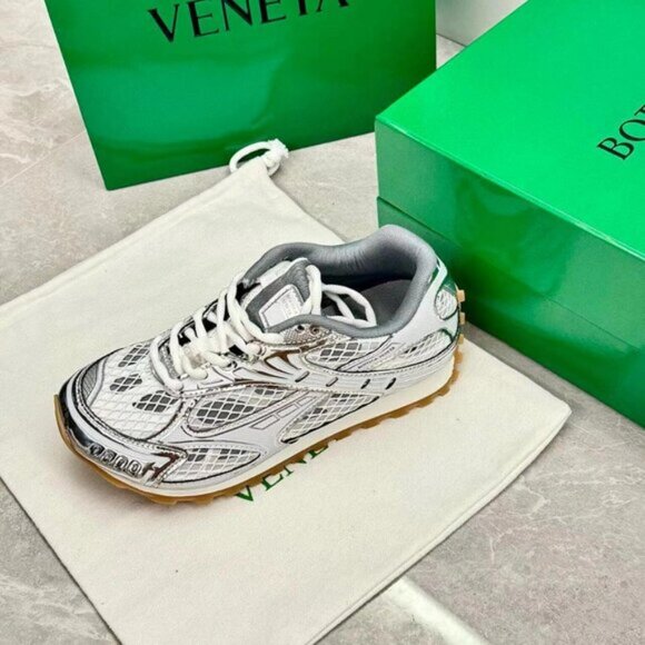 Women BOTTEGA VENETA Women\'s White and Silver Sneakers
